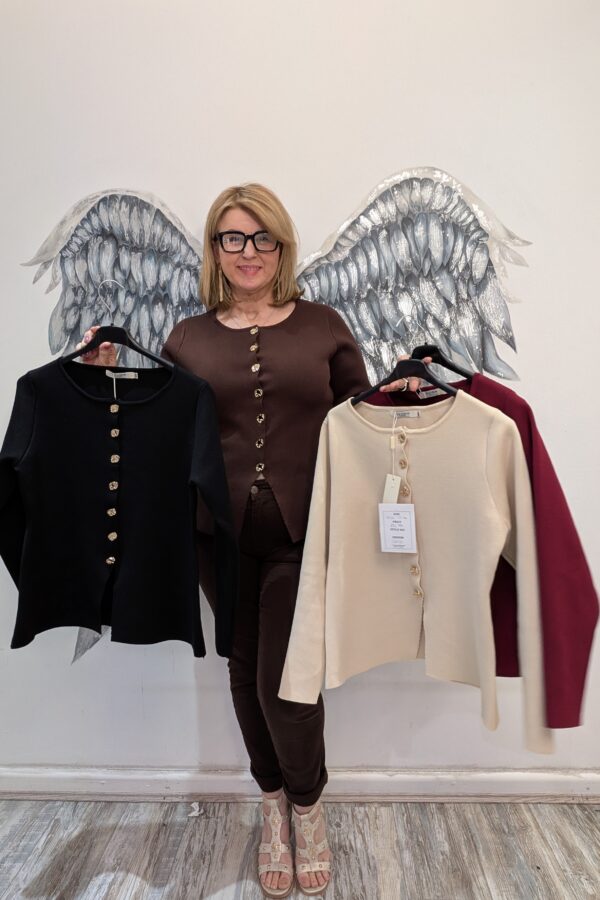 Carla Gold Button Knitted Top (Sizes 8-10 & 12-14)