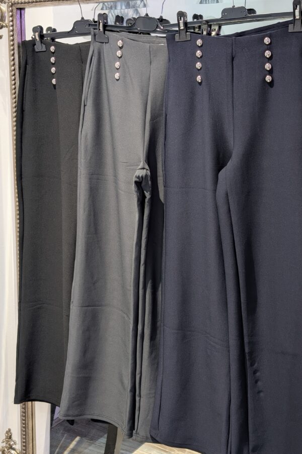 Sophie Silver Button Front Trousers (Sizes 8 to 18)