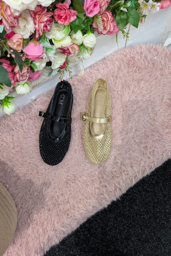 Nelly Mesh Mary Jane Ballet Flat Shoes (Sizes 3 to 8)