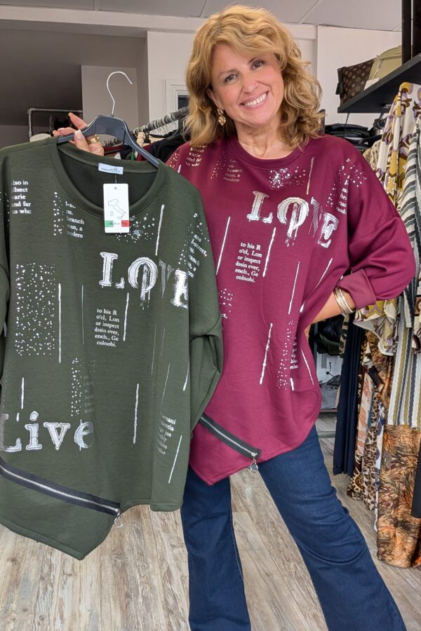 May Metallic & Zip Detail Sweatshirt (One Size Fits 12 to 22)