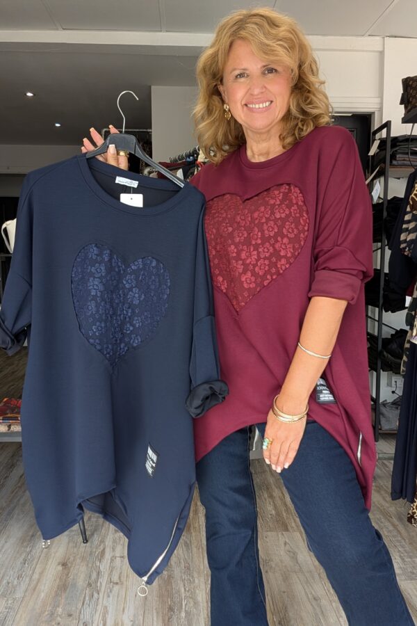 Karen Heart Flower Detail Sweatshirt (One Size Fits 12 to 22)