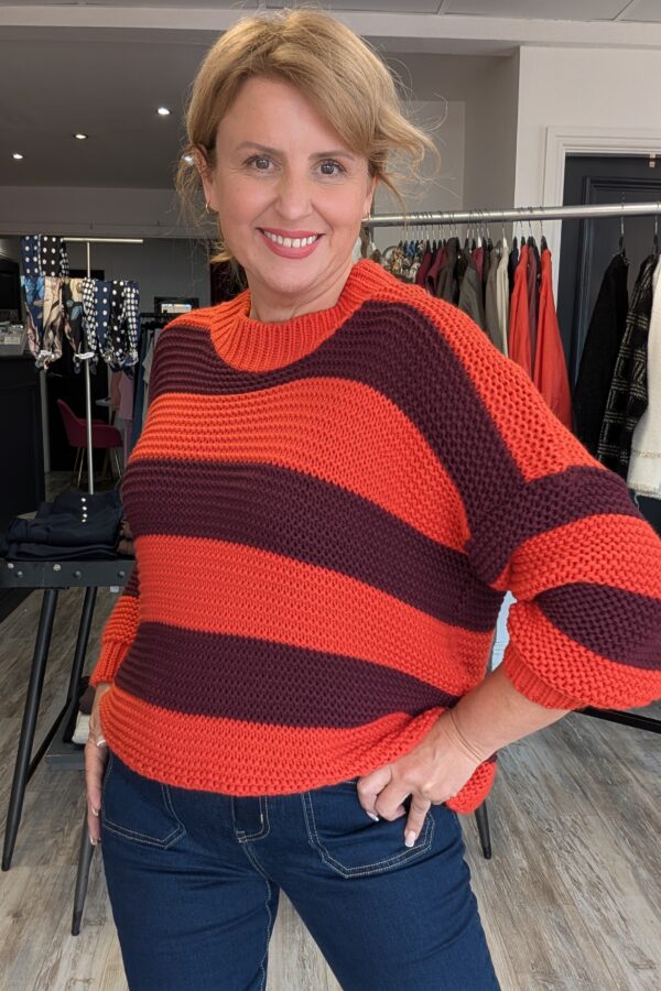 Juliet Chunky Knit Stripped Jumper (One Size Fits 12 to 16)