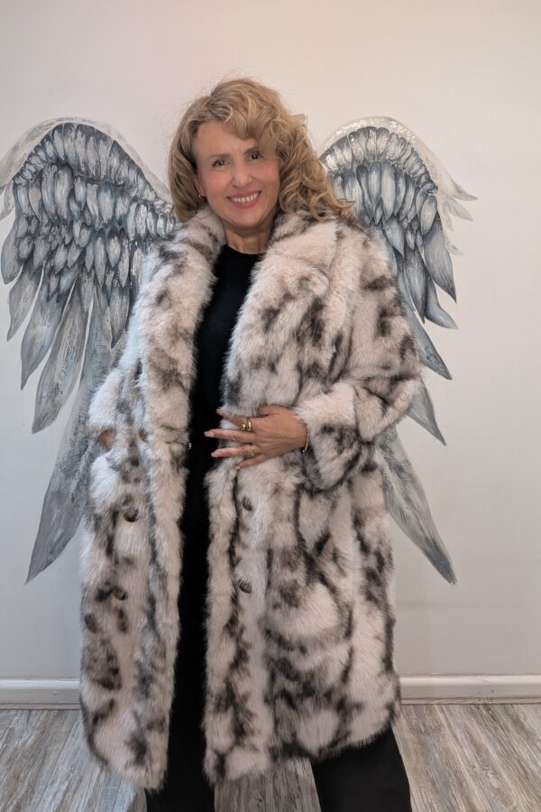 Demi Marble Faux Fur Coat (One Size Fits 12 to 16)