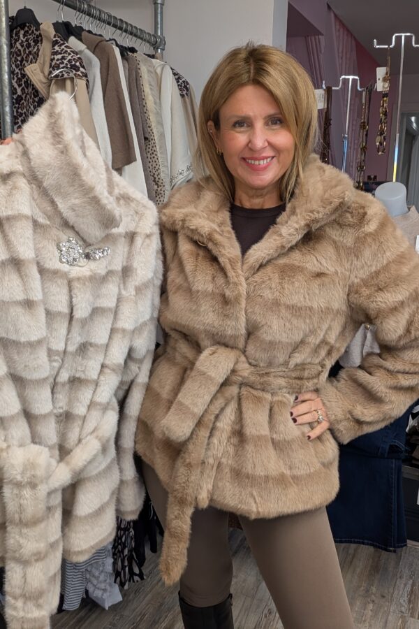 Nova Belted Faux Fur Jacket (One Size Fits 10-16)